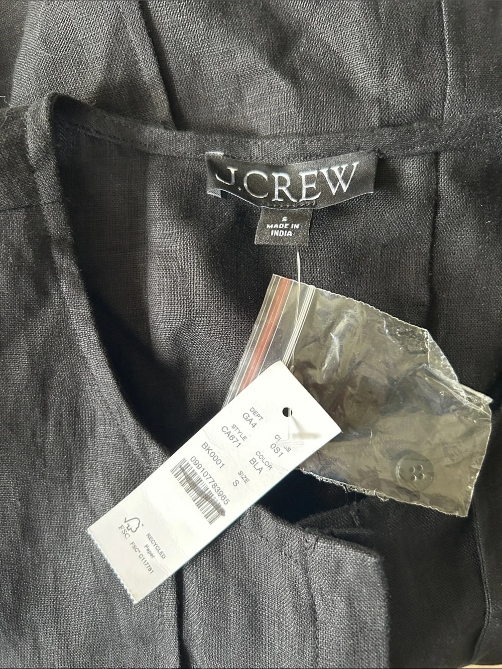 Seamed linen dress with removable belt